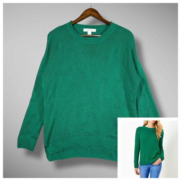 Lilly Pulitzer Bayport Sweater Womens Large Kelly Green Soft Cotton Crew Neck - Picture 1 of 11